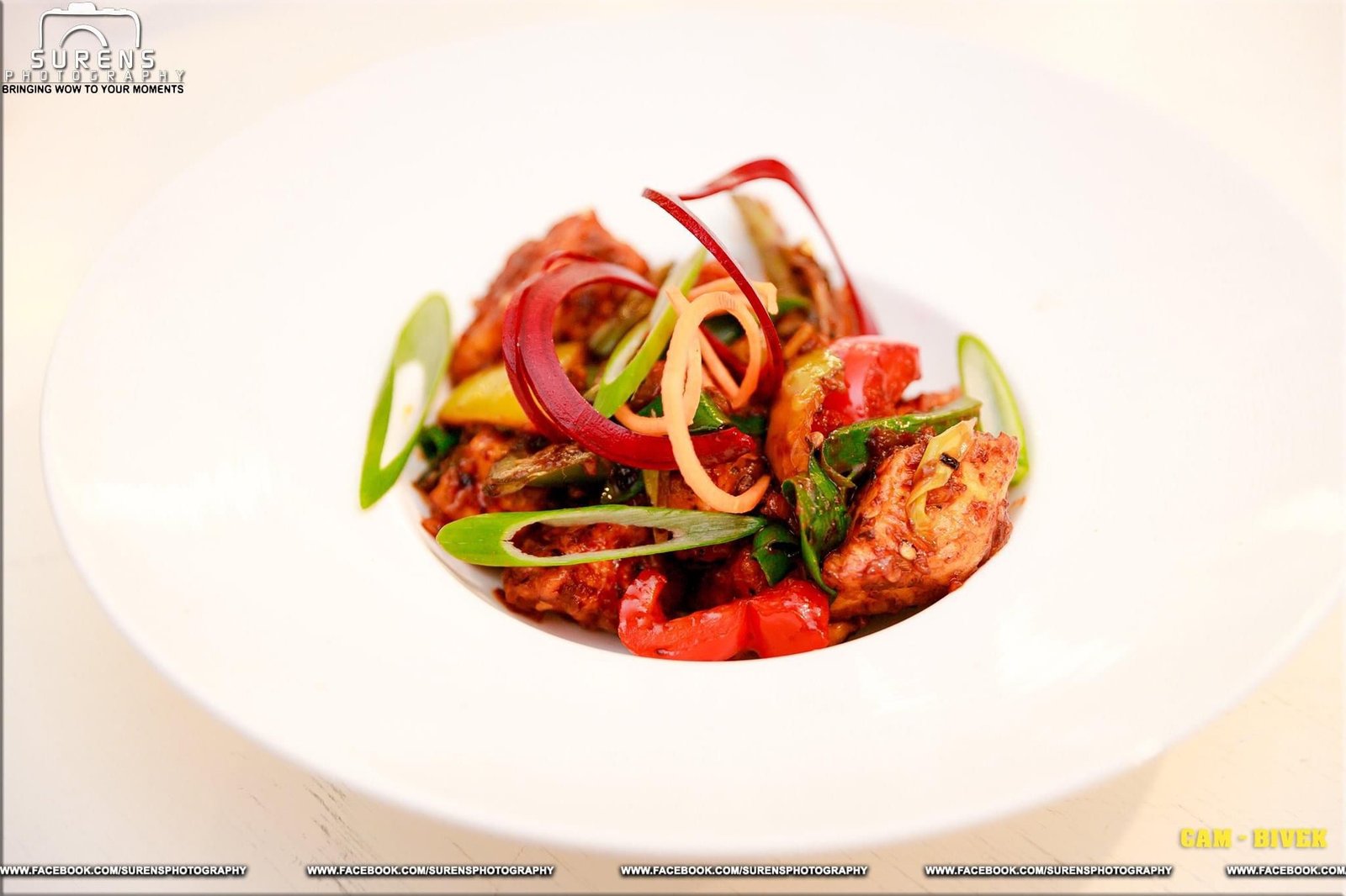 Chef-plated Indian dish, catered by Sangam Catering